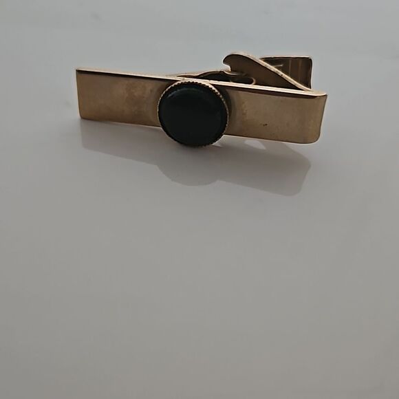 Vintage Men's 1960s Gold Plated Cufflinks & Tie Pin Black - Picture 6 of 16